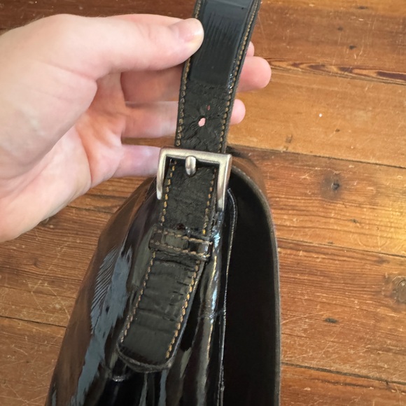 Authentic Prada Cleo Black Patent Leather Shoulder Bag Satchel Vintage Italy - Picture 6 of 16